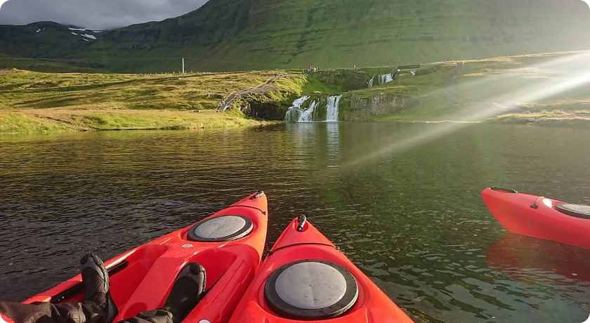 Kayaking during the Midnight Sun with Vestur Adventures in Reykjavik, Iceland